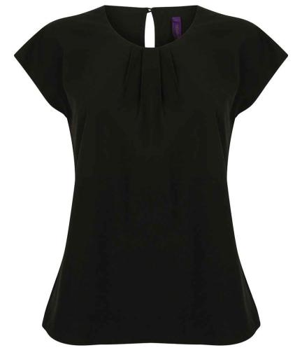 Henbury Ladies Pleat Front Short Sleeve Blouse